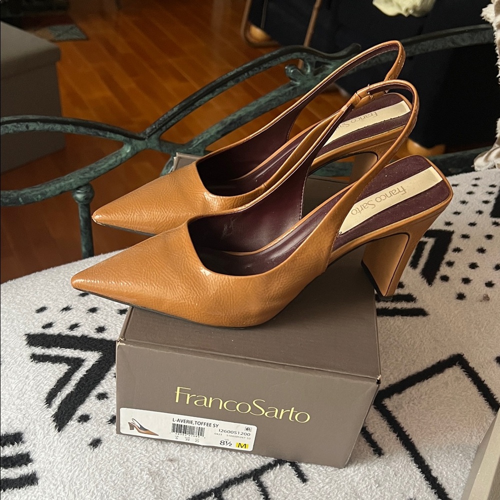 Franco Sarto Tan Leather Slingback Heels